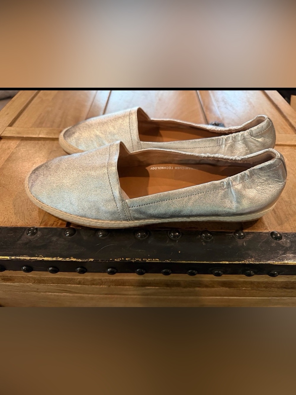Women's Metallic Silver Slip-On Espadrille Flats - Picture 4 of 9